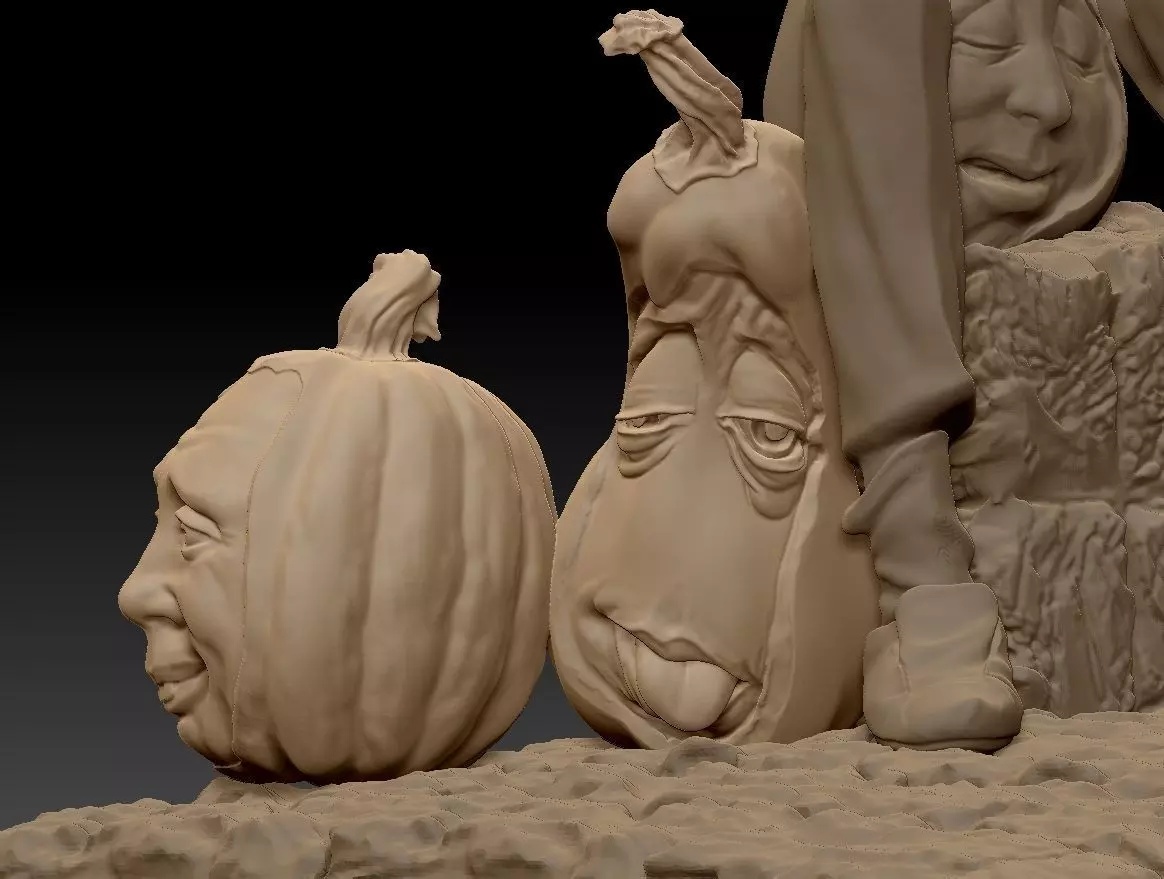 Scarecrow Kicking Pumpkin 3D print model_37