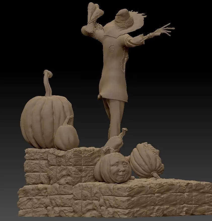Scarecrow Kicking Pumpkin 3D print model_9
