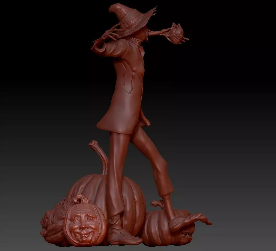 Scarecrow Kicking Pumpkin 3D print model_77