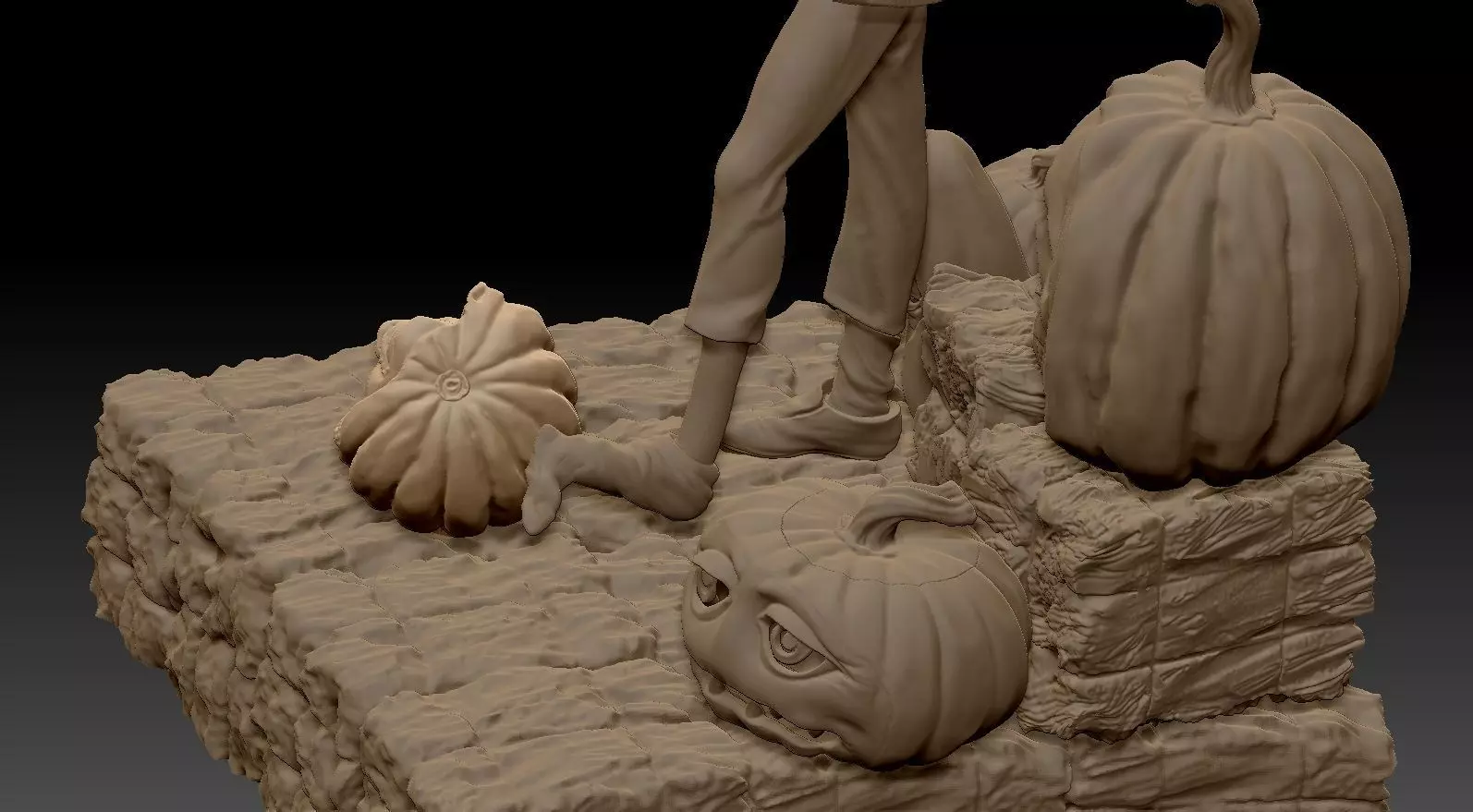 Scarecrow Kicking Pumpkin 3D print model_31