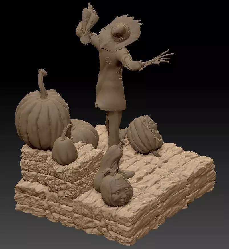 Scarecrow Kicking Pumpkin 3D print model_20