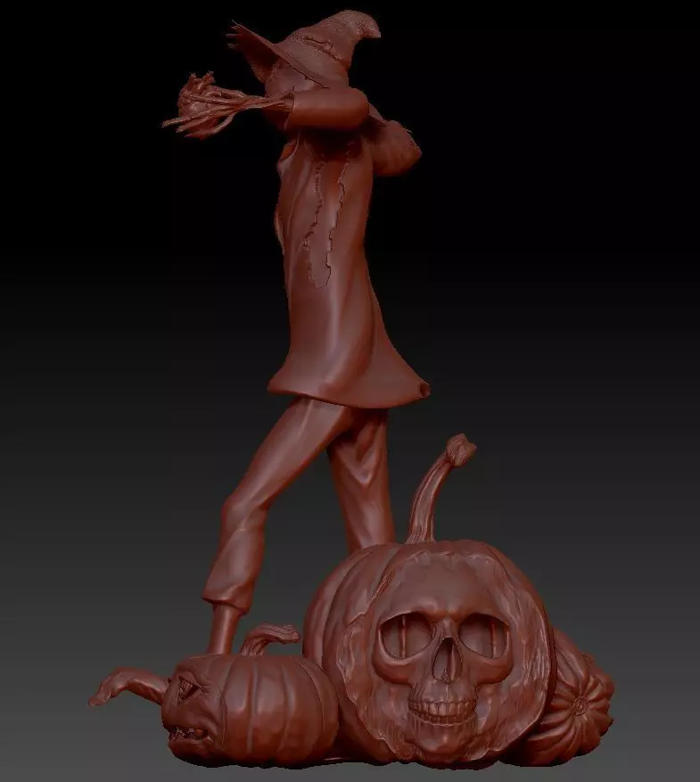 Scarecrow Kicking Pumpkin 3D print model_74