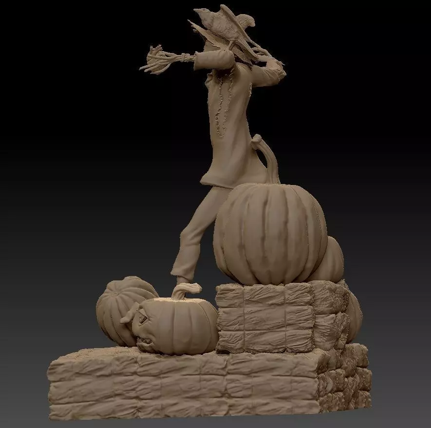 Scarecrow Kicking Pumpkin 3D print model_5