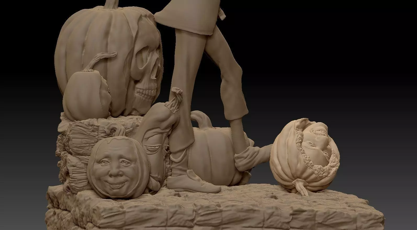 Scarecrow Kicking Pumpkin 3D print model_34