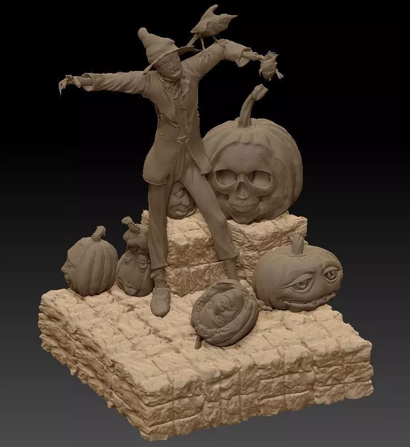 Scarecrow Kicking Pumpkin 3D print model_23
