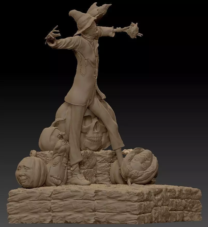 Scarecrow Kicking Pumpkin 3D print model_11