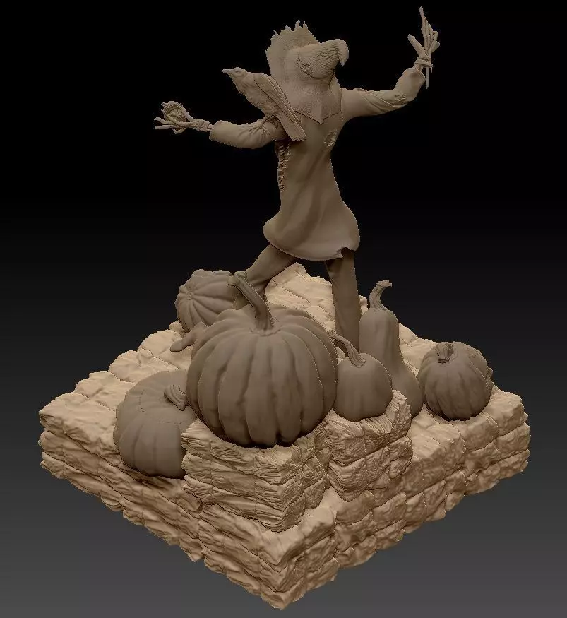 Scarecrow Kicking Pumpkin 3D print model_18