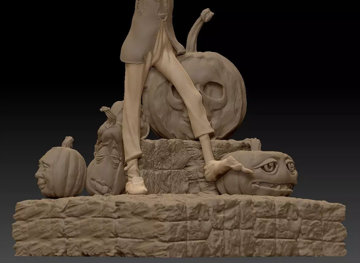 Scarecrow Kicking Pumpkin 3D print model_45