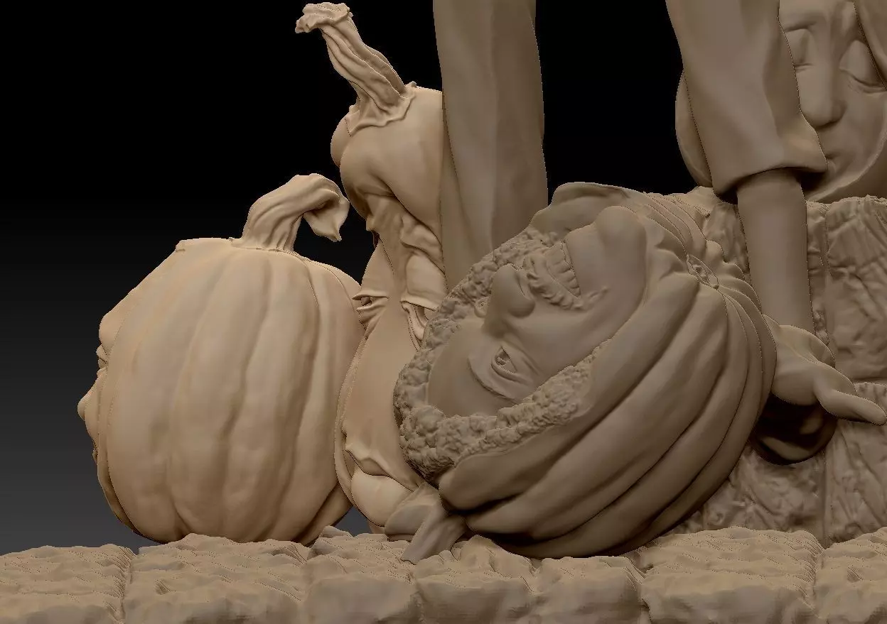 Scarecrow Kicking Pumpkin 3D print model_39