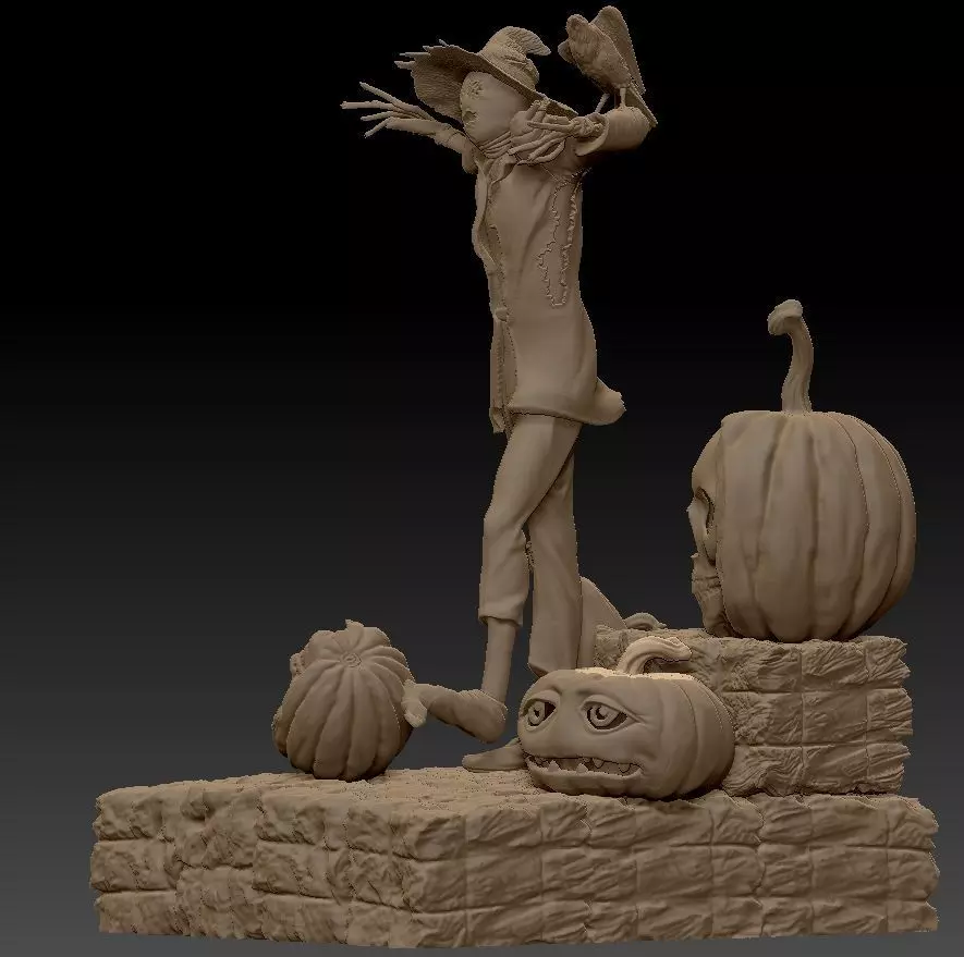 Scarecrow Kicking Pumpkin 3D print model_3