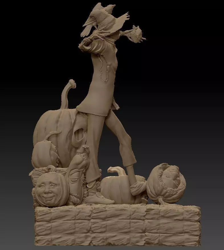 Scarecrow Kicking Pumpkin 3D print model_10