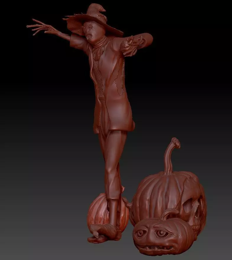 Scarecrow Kicking Pumpkin 3D print model_75