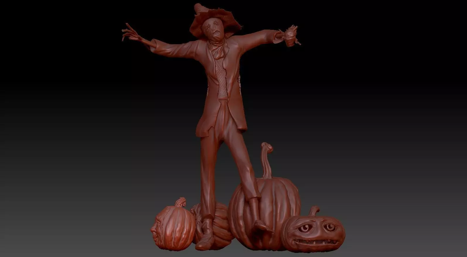 Scarecrow Kicking Pumpkin 3D print model_71
