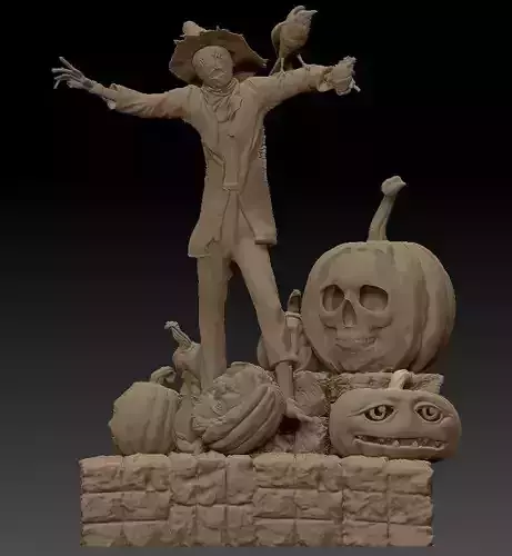 Scarecrow Kicking Pumpkin 3D print model Scarecrow Kicking Pumpkin 3D print model