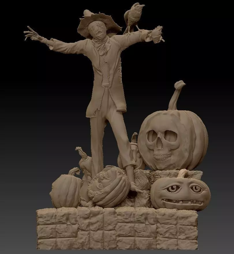 Scarecrow Kicking Pumpkin 3D print model_0