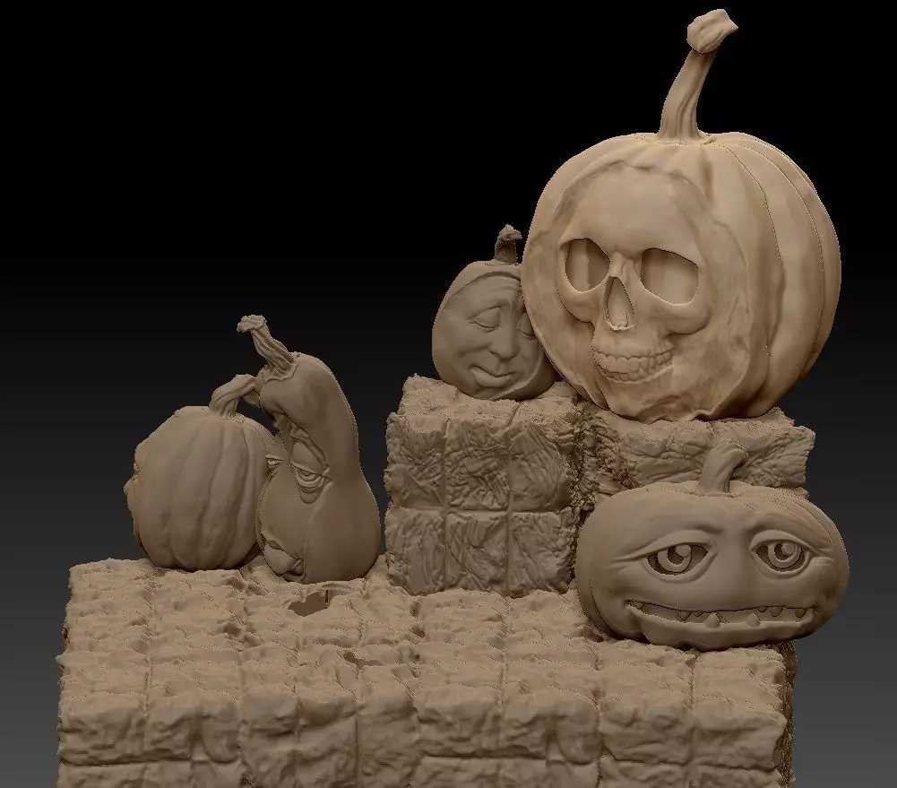 Scarecrow Kicking Pumpkin 3D print model_41