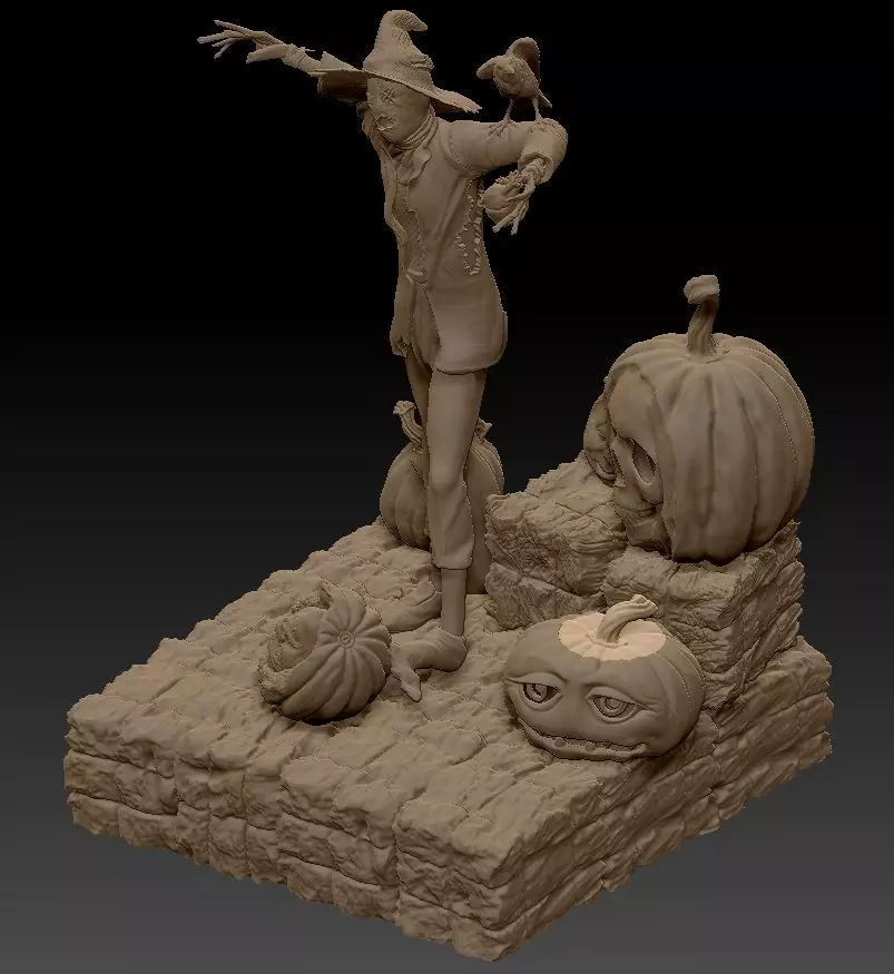 Scarecrow Kicking Pumpkin 3D print model_15