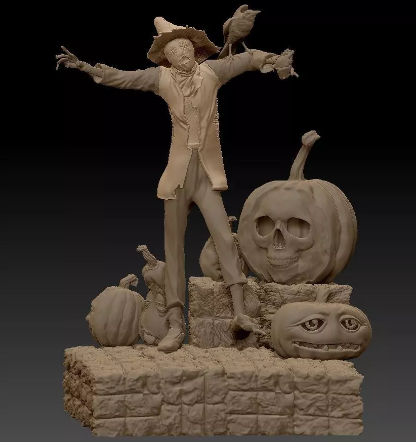 Scarecrow Kicking Pumpkin 3D print model_29