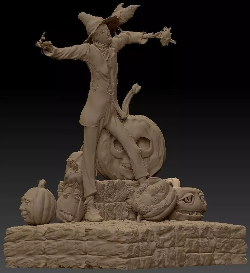 Scarecrow Kicking Pumpkin 3D print model_12