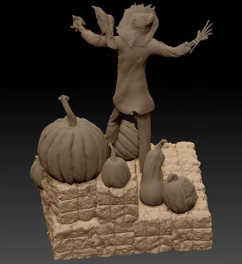 Scarecrow Kicking Pumpkin 3D print model_19