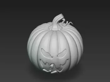 3D Model of Gray Jack O Lantern Pumpkin Halloween Decoration 3D print model_7