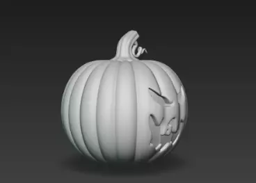 3D Model of Gray Jack O Lantern Pumpkin Halloween Decoration 3D print model_6