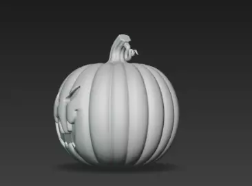 3D Model of Gray Jack O Lantern Pumpkin Halloween Decoration 3D print model_4