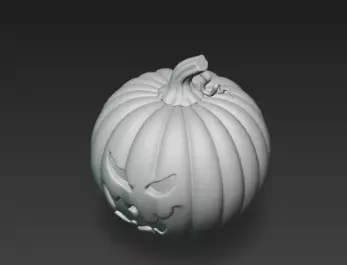 3D Model of Gray Jack O Lantern Pumpkin Halloween Decoration 3D print model_12