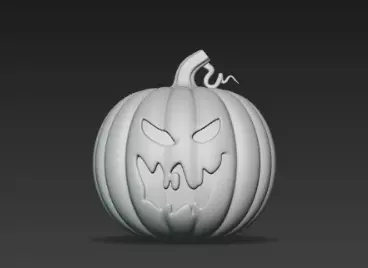 3D Model of Gray Jack O Lantern Pumpkin Halloween Decoration 3D print model_5