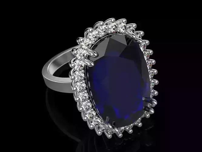 Big sapphire ring 3D print model