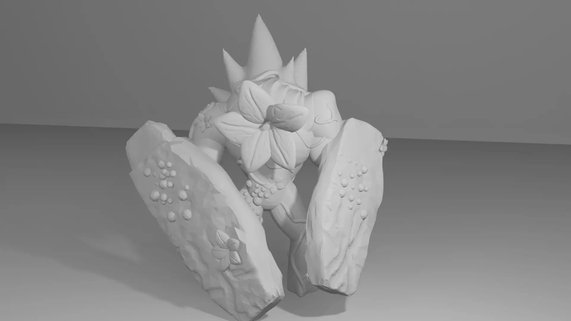 shield flower zombie 3D print model_2
