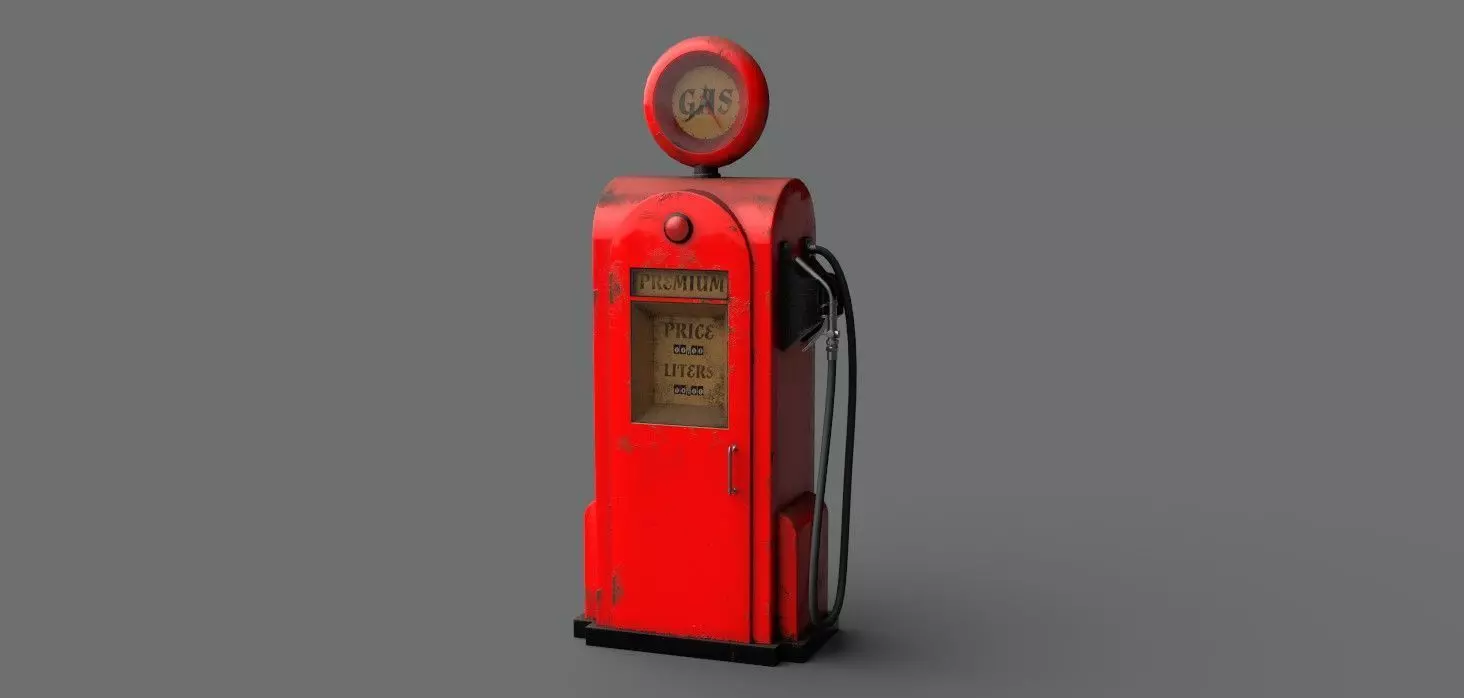 Vintage Gas Pump Low-poly 3D model