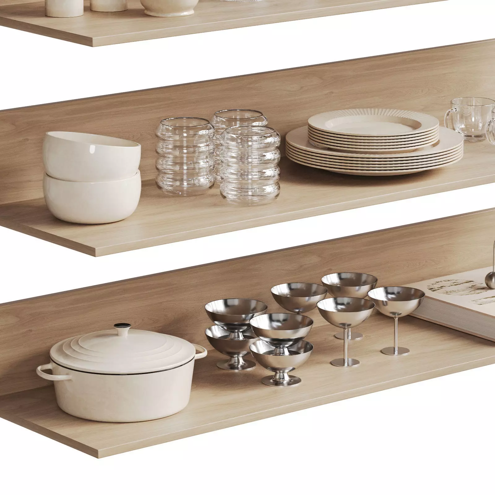 Kitchenware Decor Set On Shelves 3D model_1