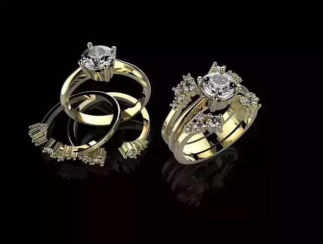 Ring with stones STL 3D print model