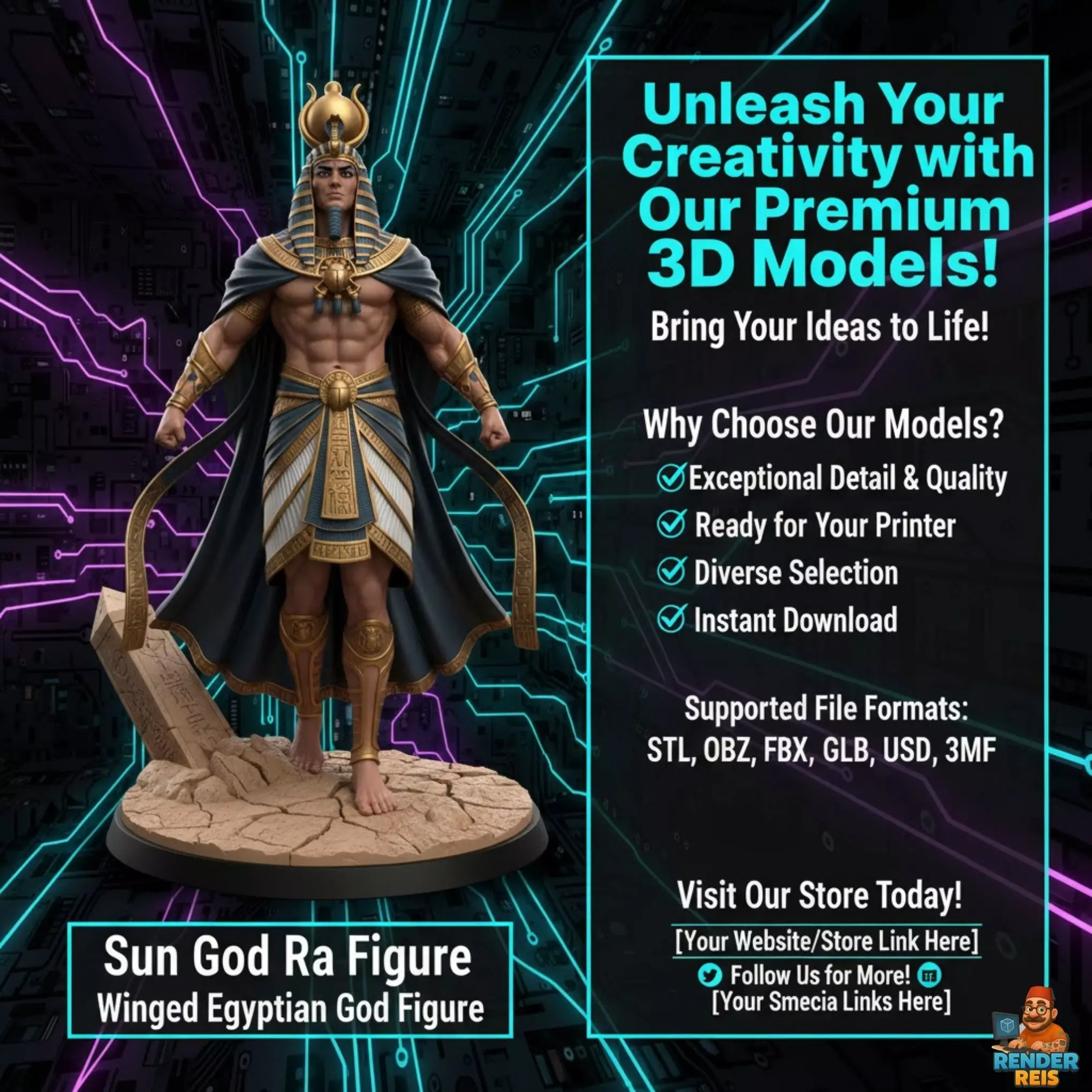 Sun God Ra Figure 3D print model