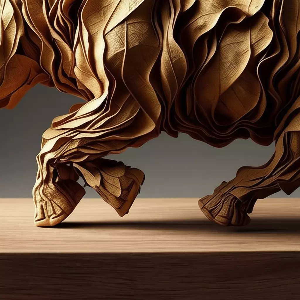 Leaf Rhino Sculpture Organic Animal Form Textured Foliage 3D Low-poly 3D model_5