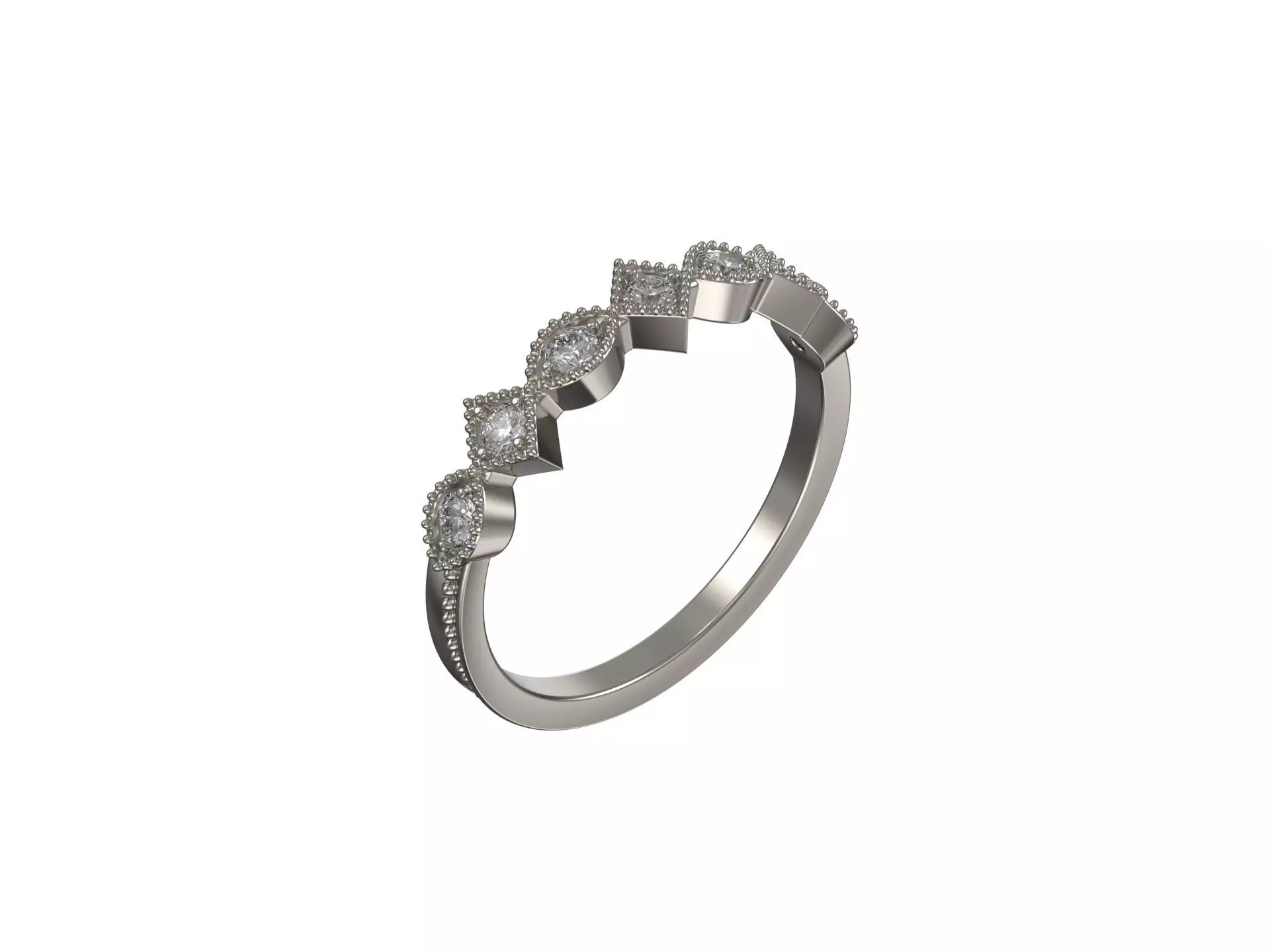Elegant Diamond Cluster Ring 3D print model 3D print model_1