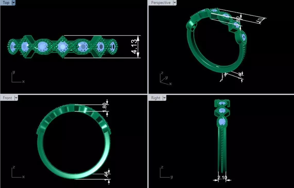 Elegant Diamond Cluster Ring 3D print model 3D print model_3