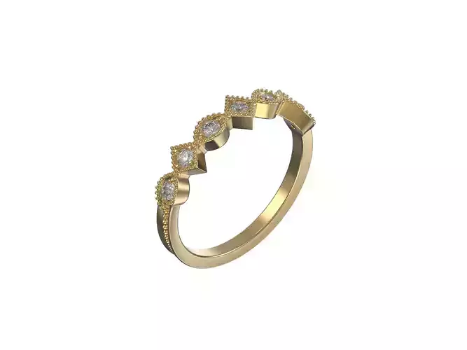 Elegant Diamond Cluster Ring 3D print model