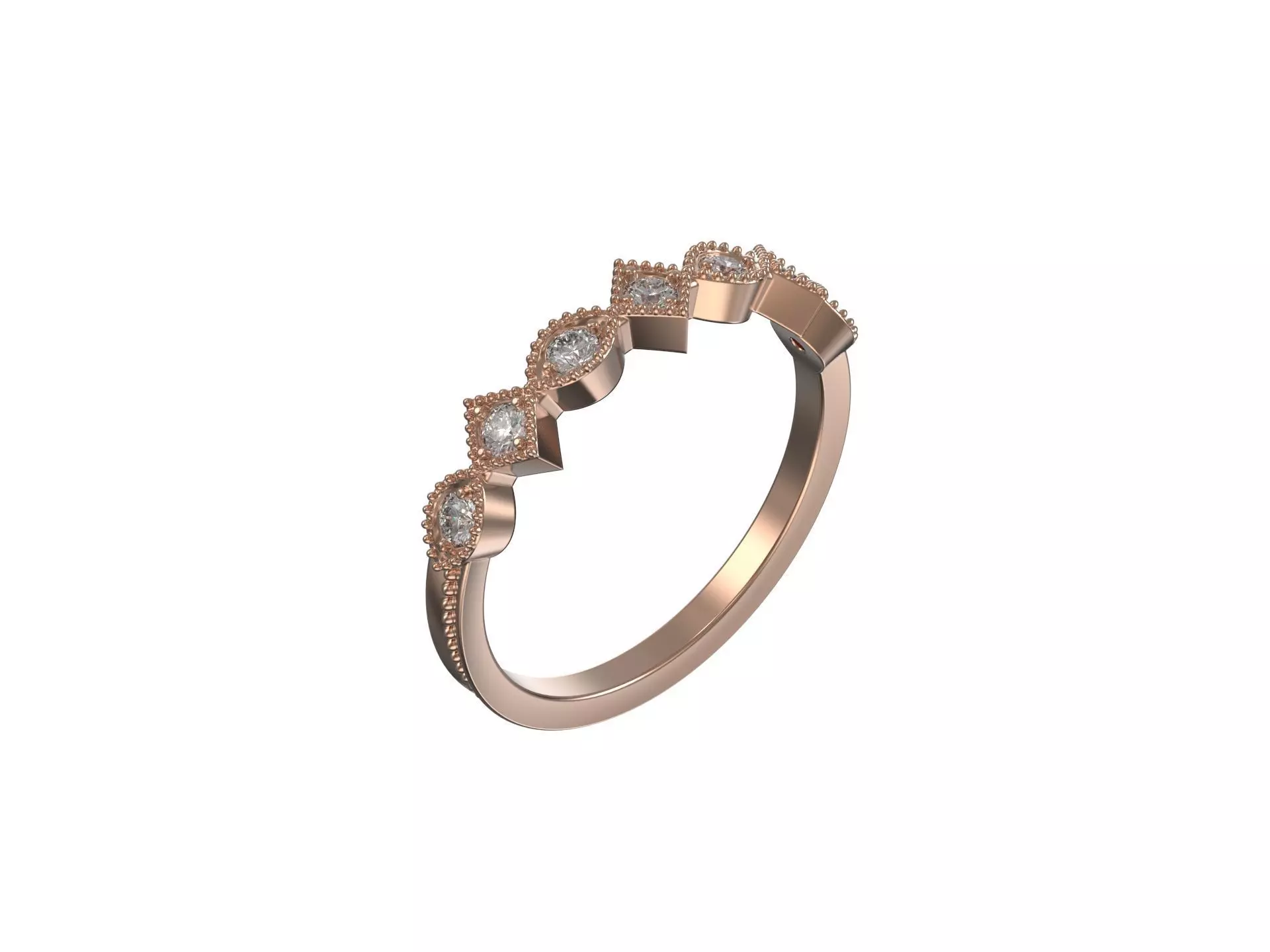 Elegant Diamond Cluster Ring 3D print model 3D print model_2