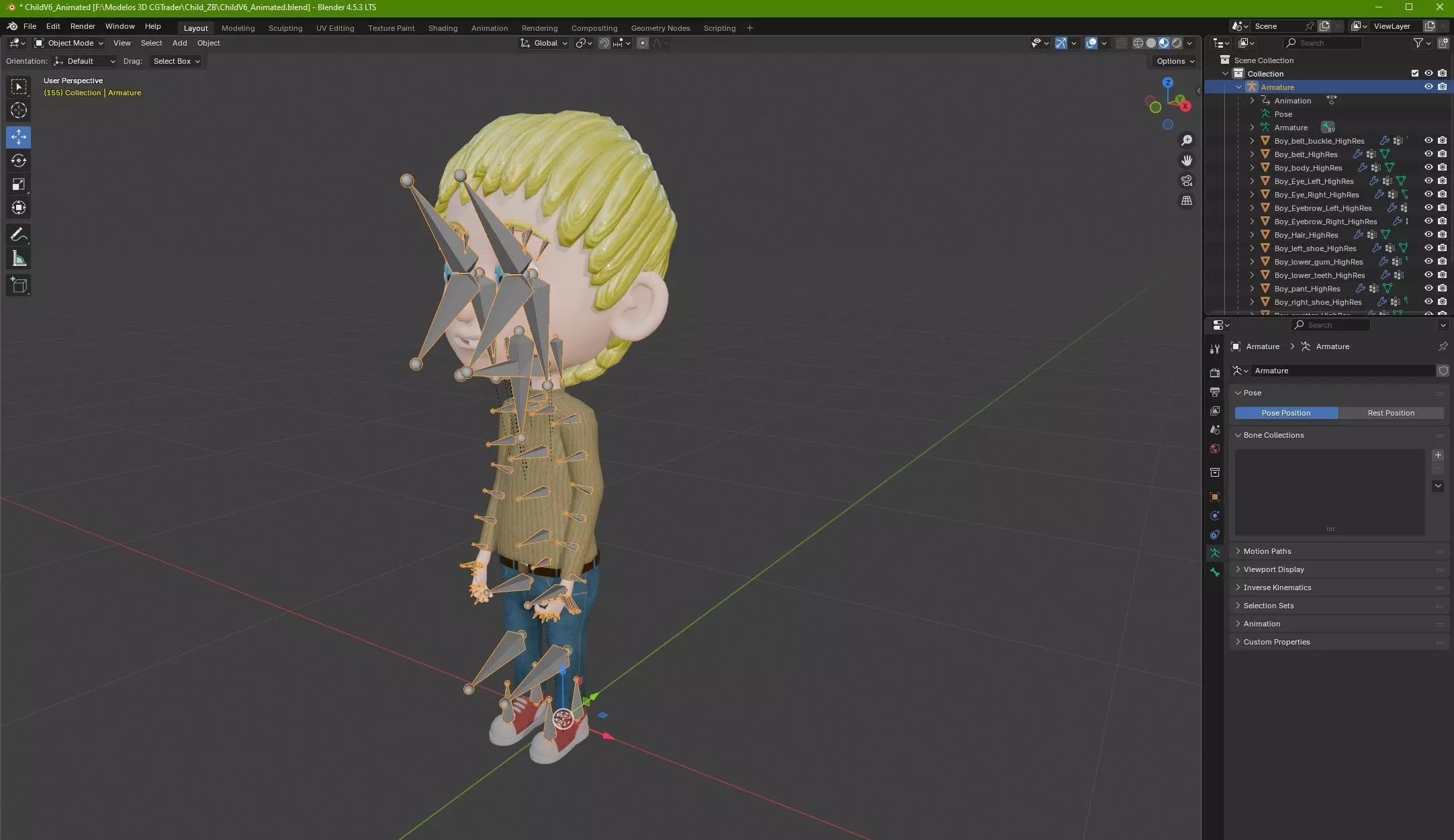 Child Rigged Low-poly 3D model_12