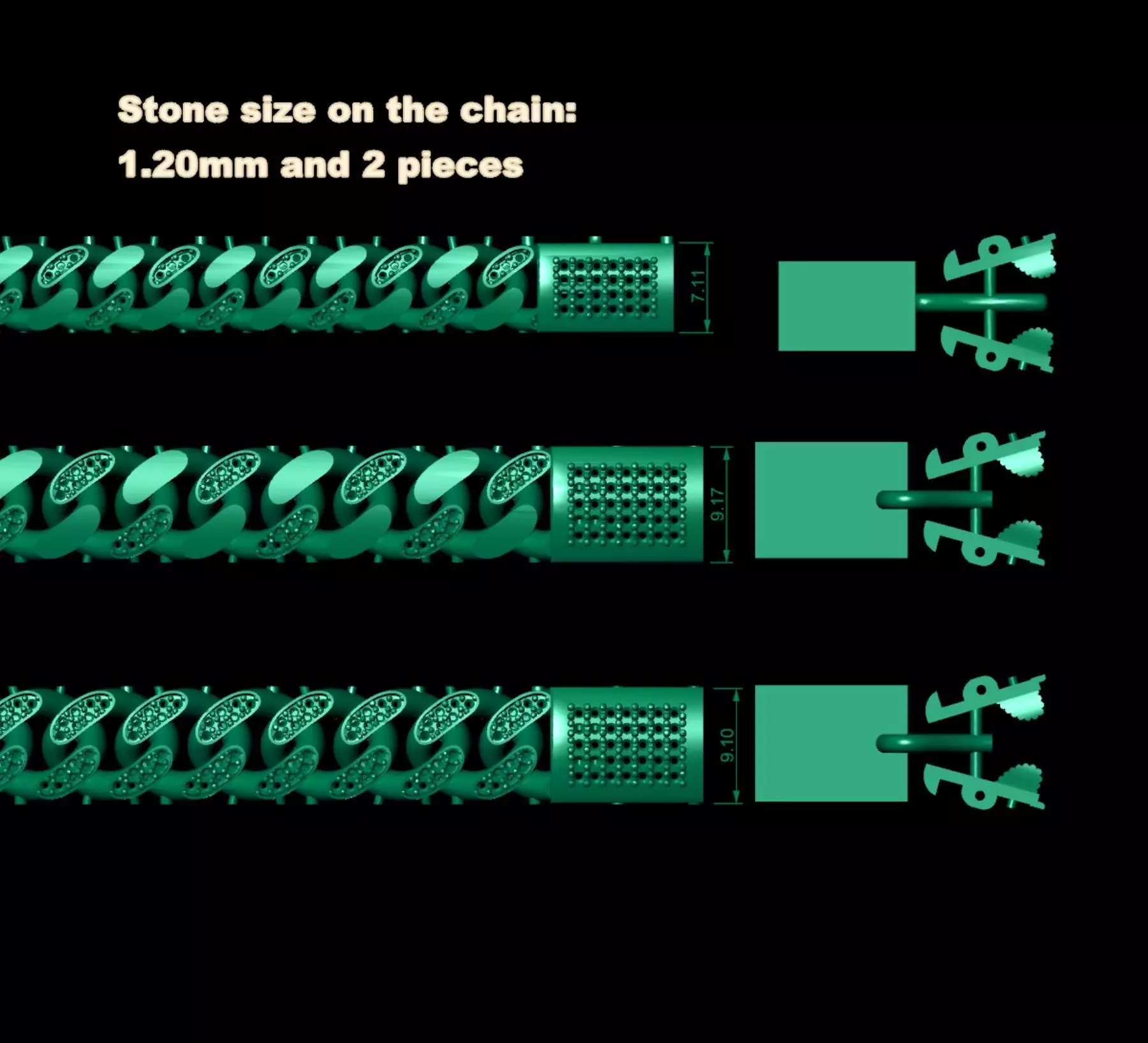 hollow chain bracelet 3D model_5