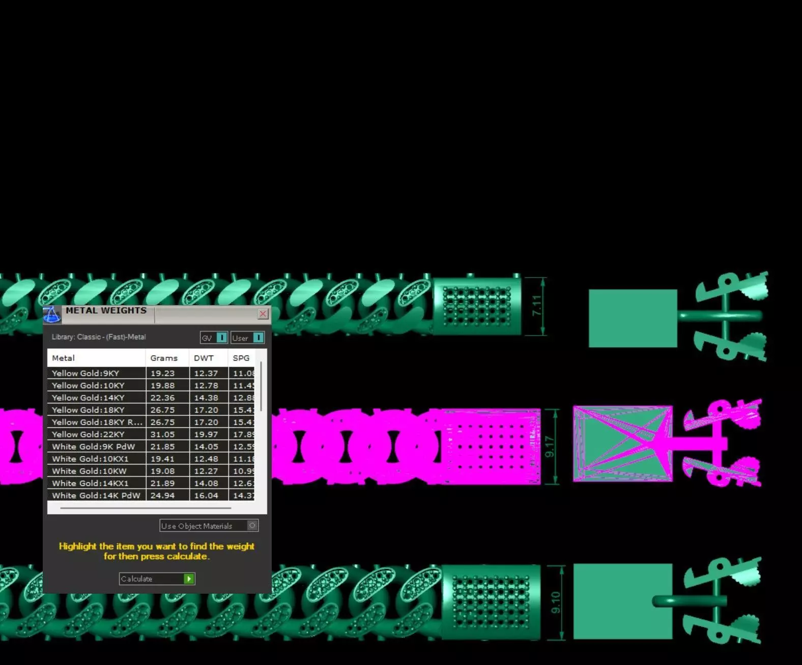 hollow chain bracelet 3D model_3