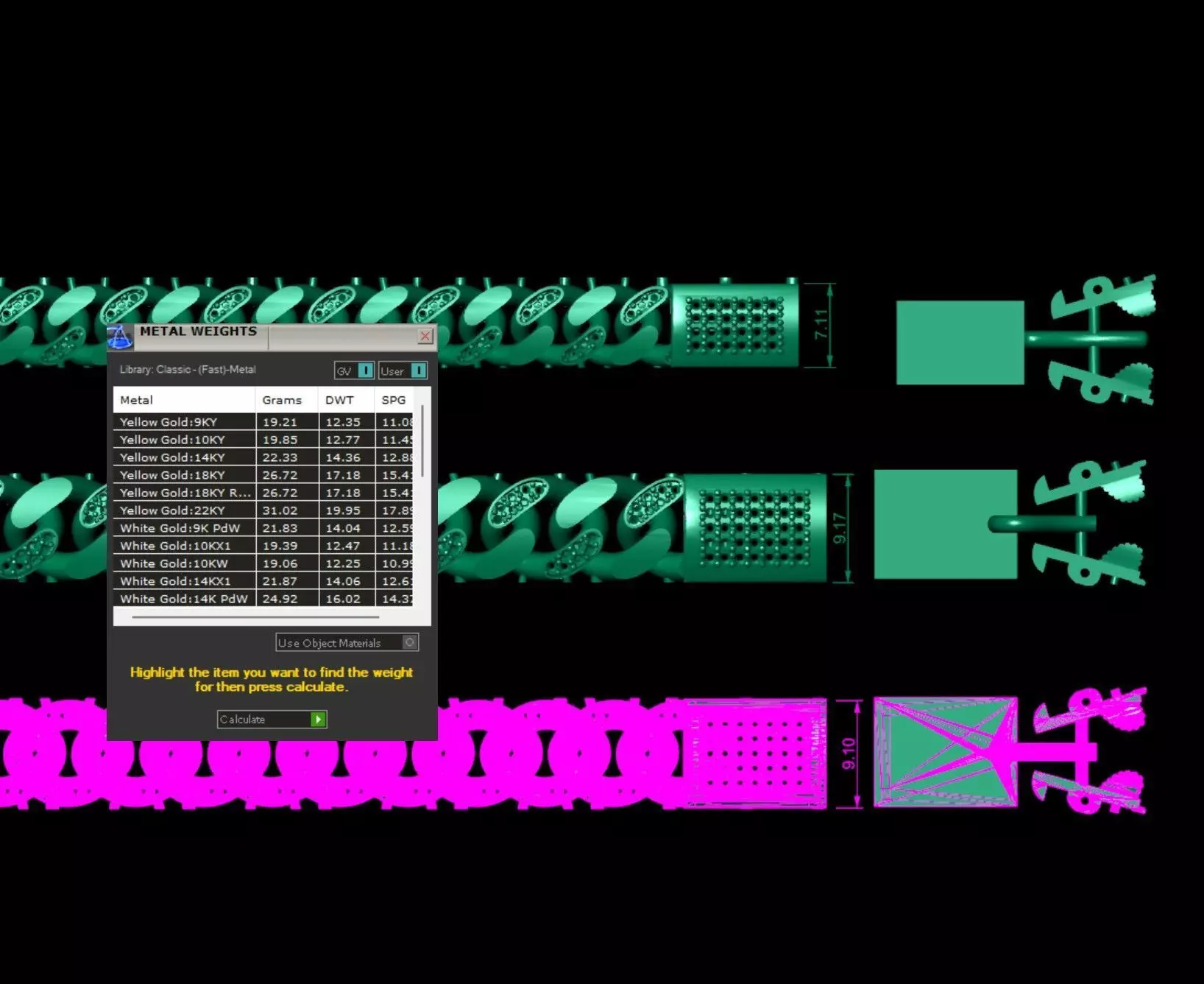 hollow chain bracelet 3D model_4