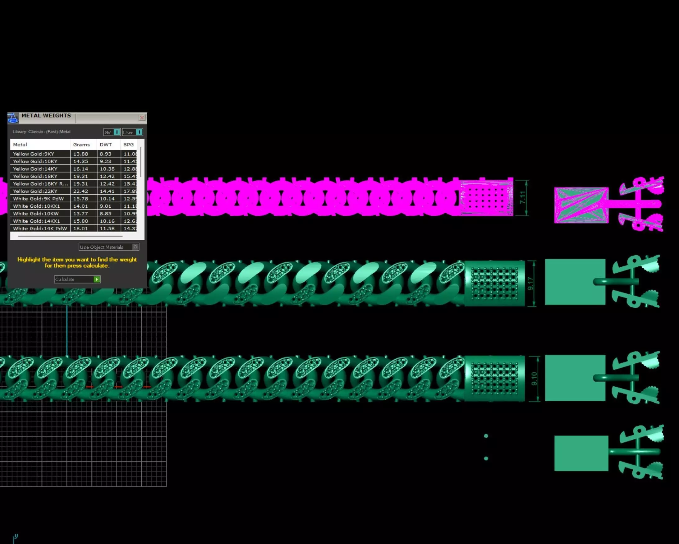 hollow chain bracelet 3D model_2