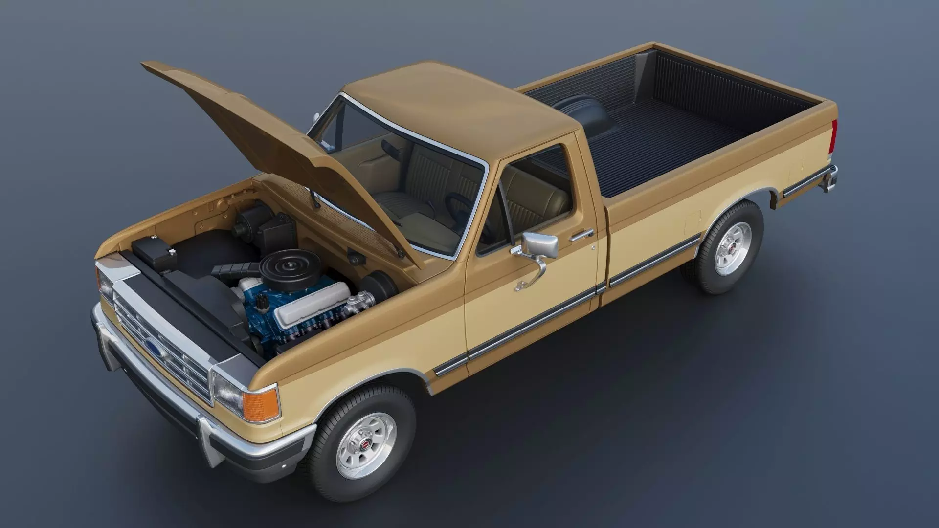 Pickup Truck F-150 Long Bed 1987 3D print model_13
