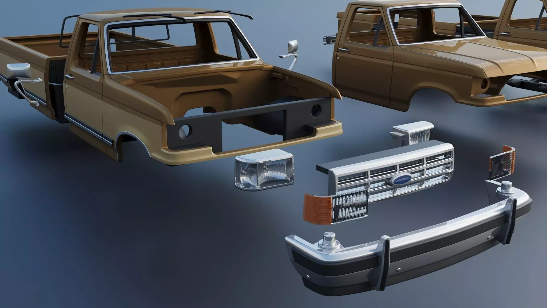 Pickup Truck F-150 Long Bed 1987 3D print model_21