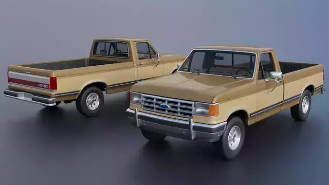 Pickup Truck F-150 Long Bed 1987 3D print model 2