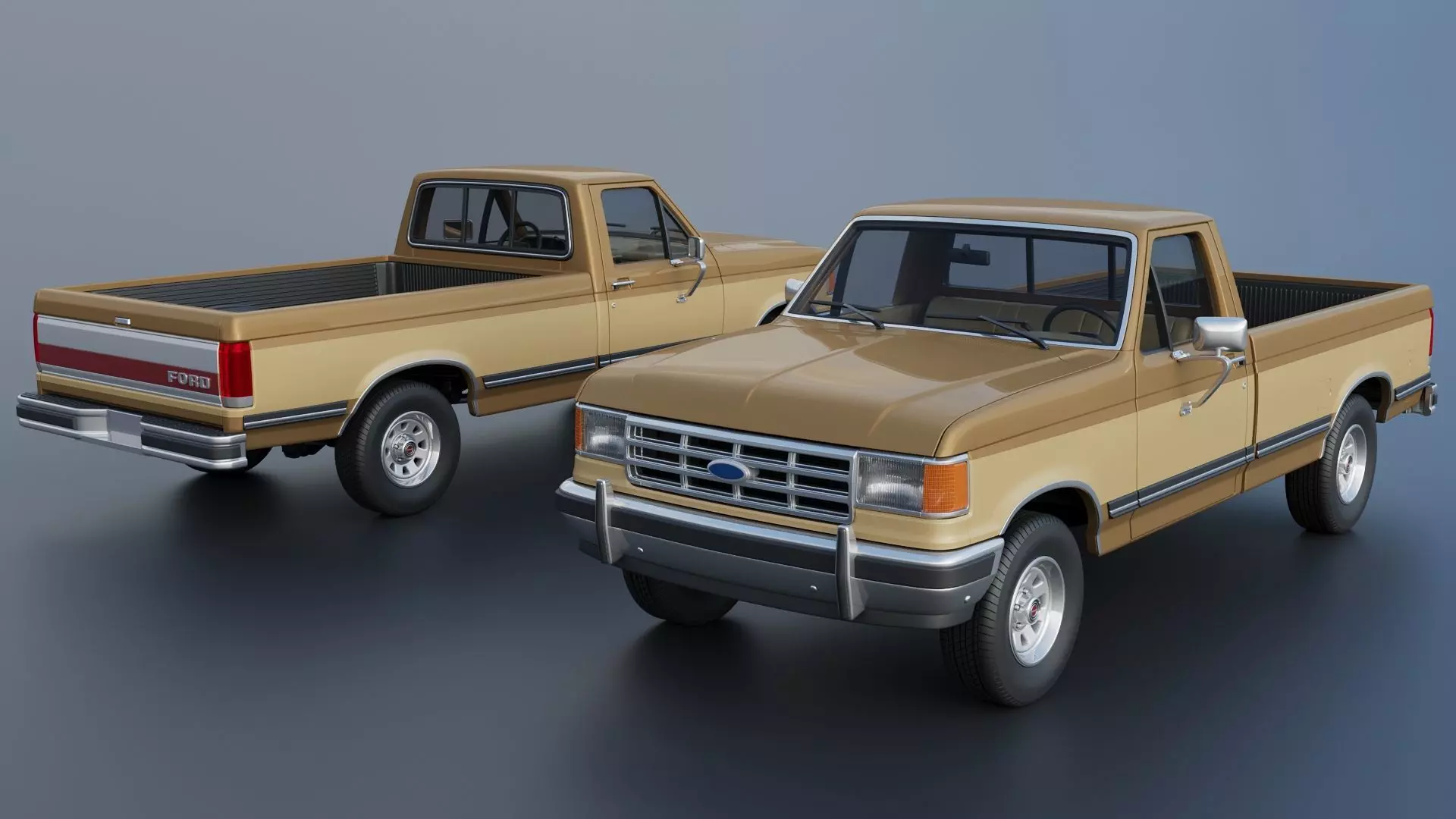 Pickup Truck F-150 Long Bed 1987 3D print model_1