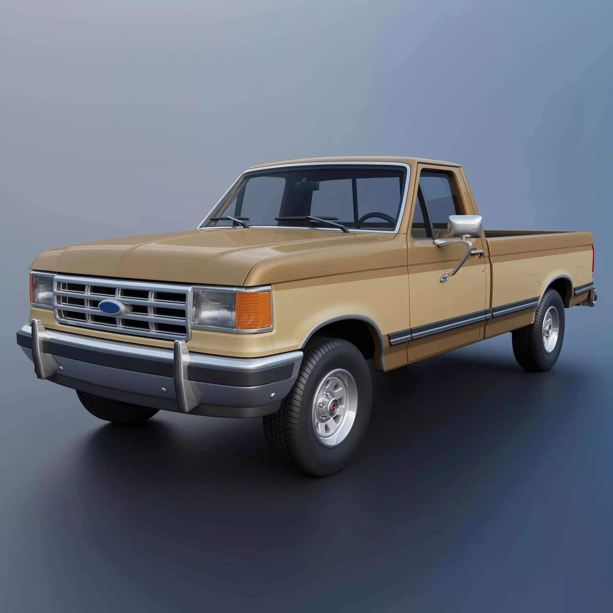 Pickup Truck F-150 Long Bed 1987 3D print model_0